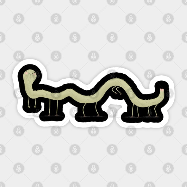Long Worm with Bum Sticker by Sophie Corrigan